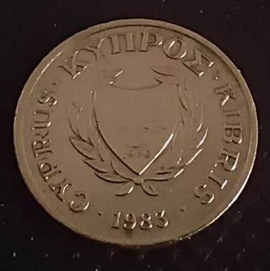 Back side of Cyprus 1 Cent 1983 coin