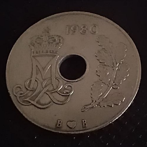 Back side of Denmark 25 Ore 1980 coin