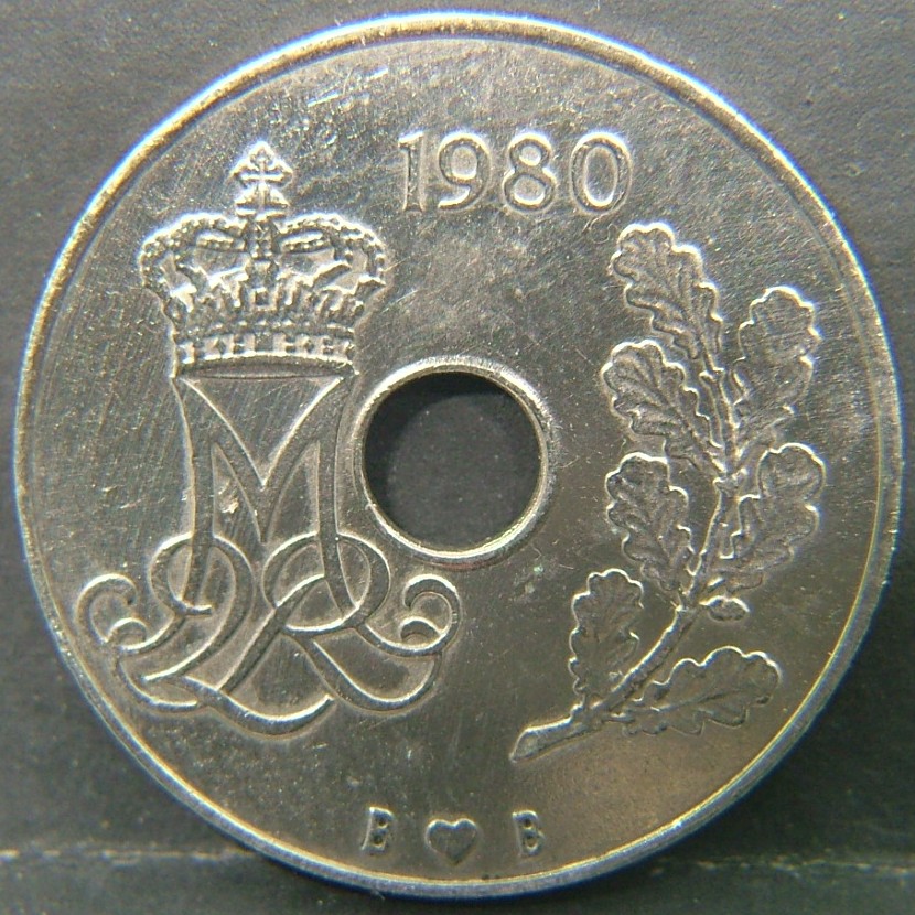 Back side of 🇩🇰 DENMARK – Viking Roots in Coinage 25 Ore 1980 coin