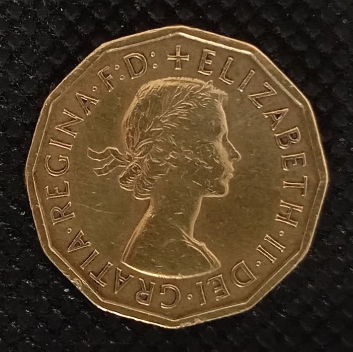 Front side of Great Britain 3 Pence 1960 coin