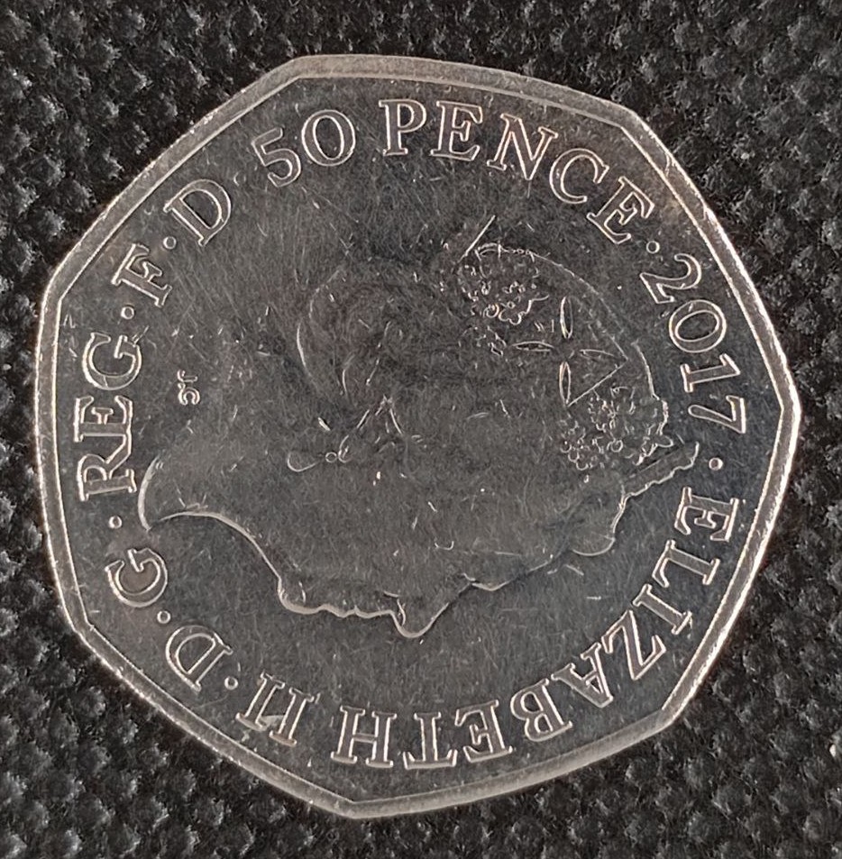 Front side of Great Britain 50 Pence 2017 coin