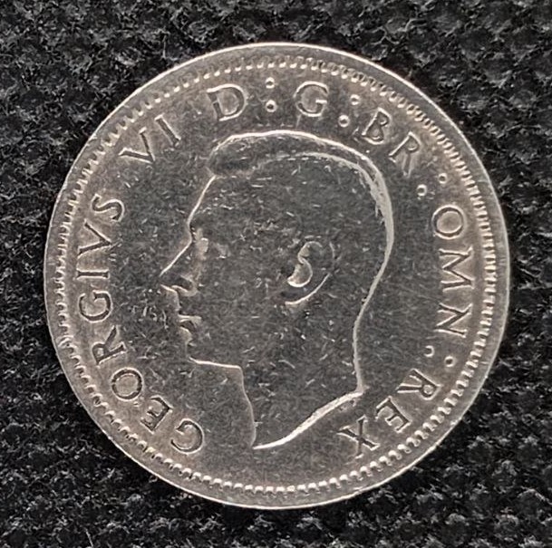 Back side of Great Britain 6 Pence 1947 coin