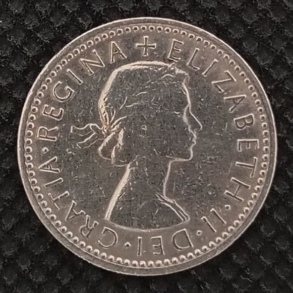 Front side of Great Britain 6 Pence 1958 coin