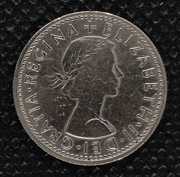 Back side of Great Britain 6 Pence 1965 coin