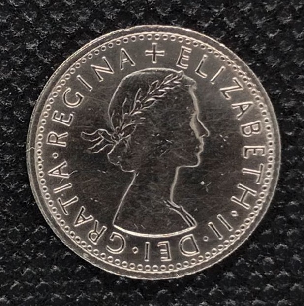 Back side of Great Britain 6 Pence 1967 coin