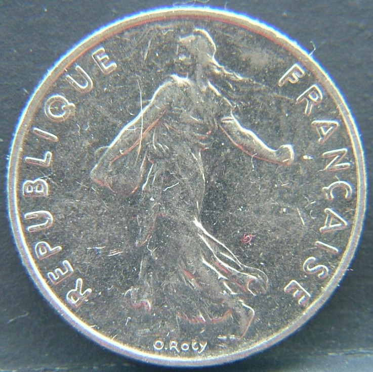 Front side of France 1/2 Franc 1997 coin
