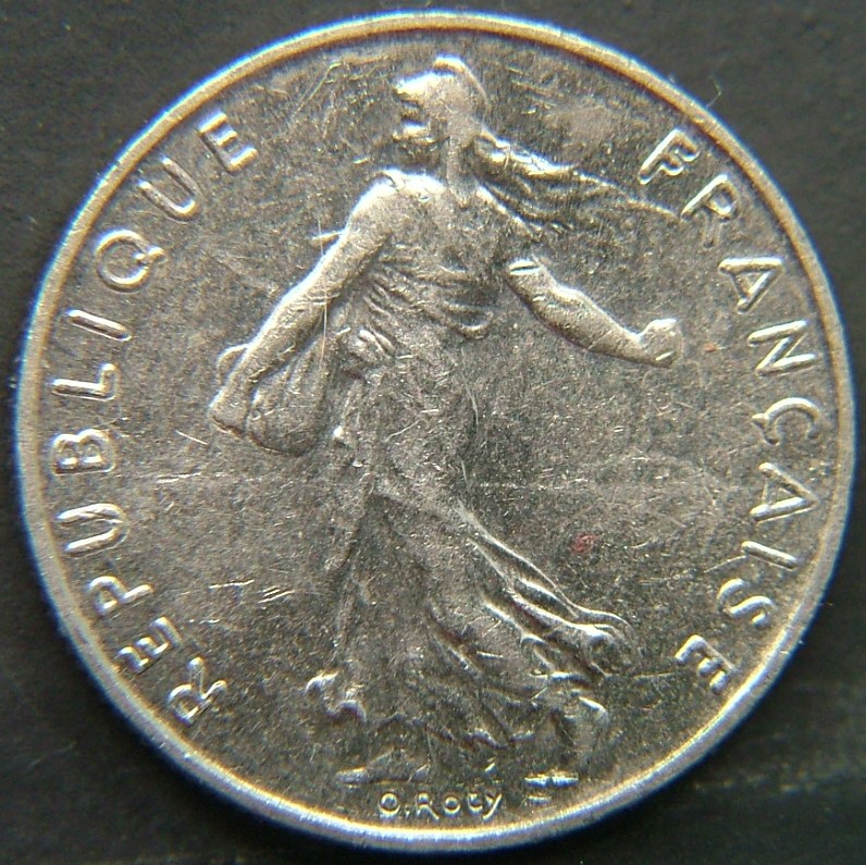 Back side of France 1/2 Franc 1997 coin