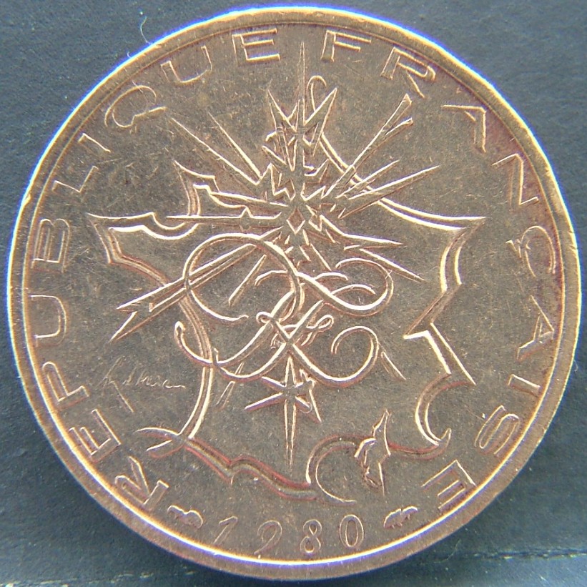 Front side of France 10 Franks 1980 coin