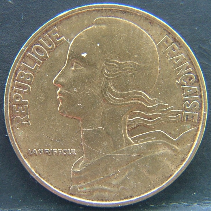 Front side of France 20 Centimes 1969 coin