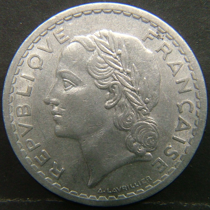 Back side of 🇫🇷 FRANCE 5 Franks  1945 object