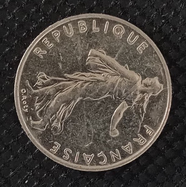 Front side of France 1/2 Franc 1997 coin
