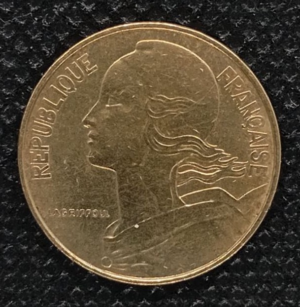 Back side of France 10 Centimes 1974 coin