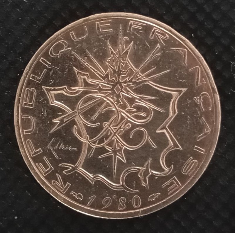 Front side of France 10 Franks 1980 coin