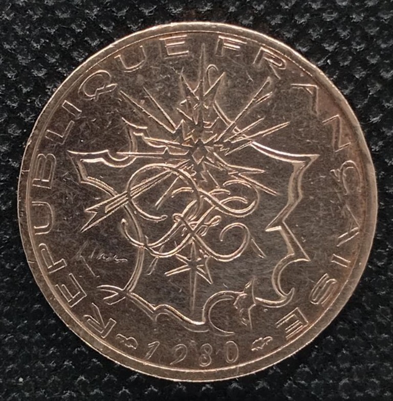 Back side of France 10 Franks 1980 coin