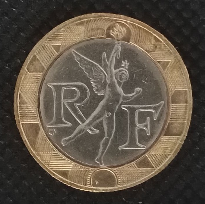 Front side of France 10 Franks 1989 coin