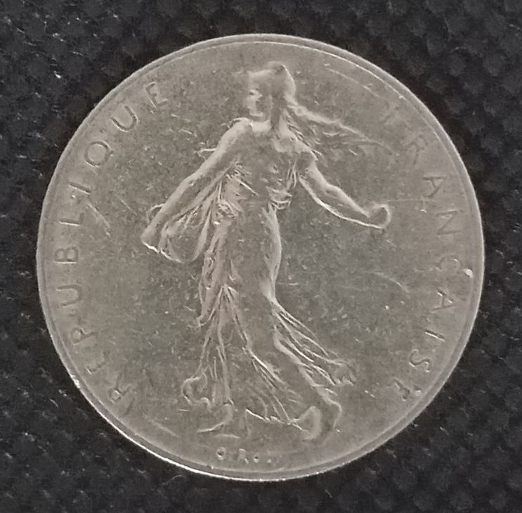 Back side of France 1 Frank 1960 coin
