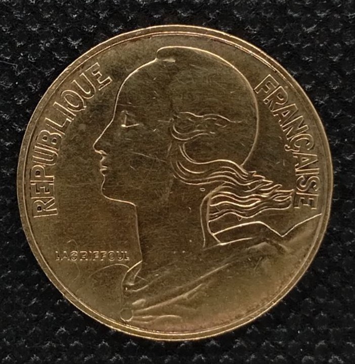 Back side of France 10 Centimes 1963 coin