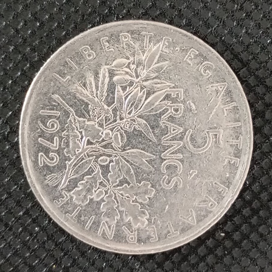 Additional view 1 of France 5 Franks 1972 coin