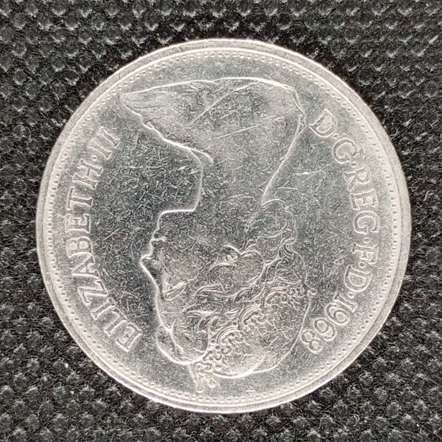 Back side of Great Britain 10 Pence 1968 coin
