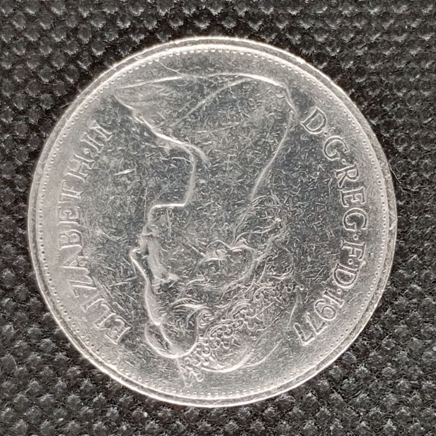 Back side of Great Britain 10 Pence 1977 coin