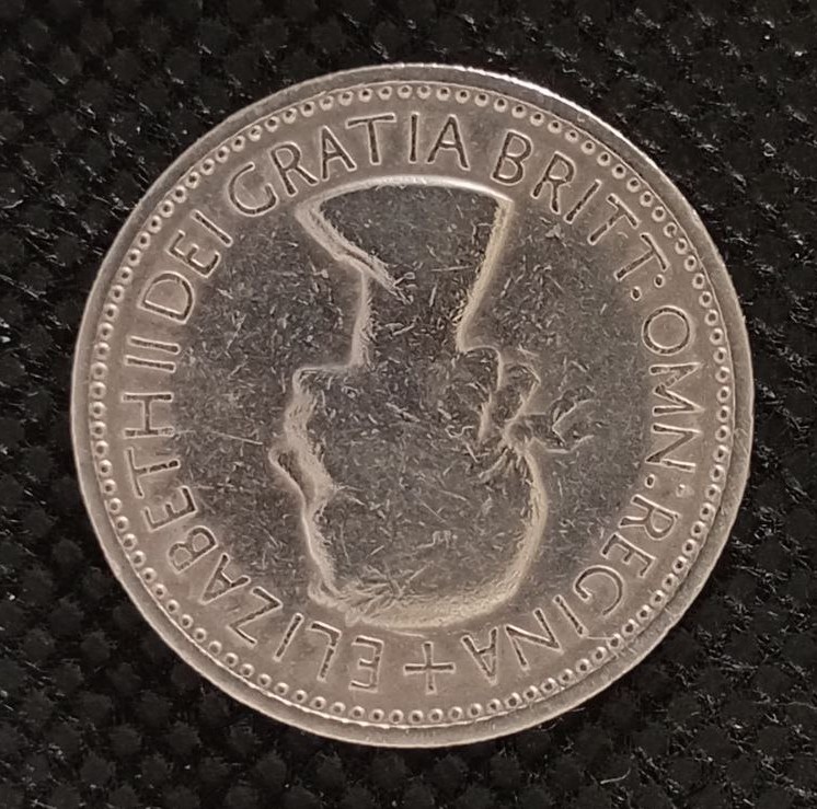 Front side of Great Britain 1 Shilling 1953 coin