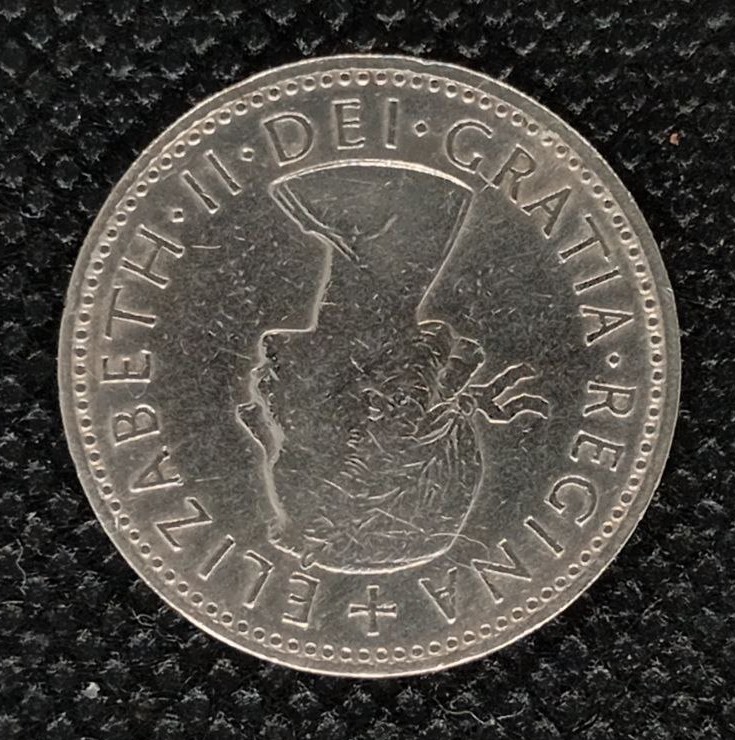 Back side of Great Britain 1 Shilling 1954 coin