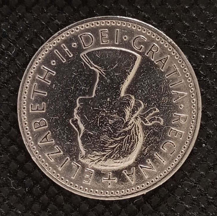 Front side of Great Britain 1 Shilling 1955 coin