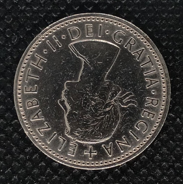 Back side of Great Britain 1 Shilling 1955 coin