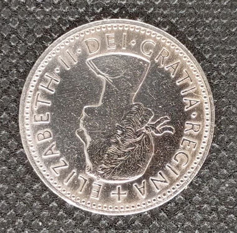 Back side of Great Britain 1 Shilling 1956 coin