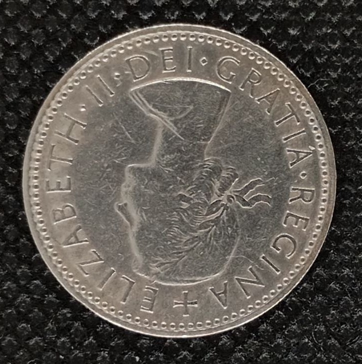 Back side of Great Britain 1 Shilling 1963 coin