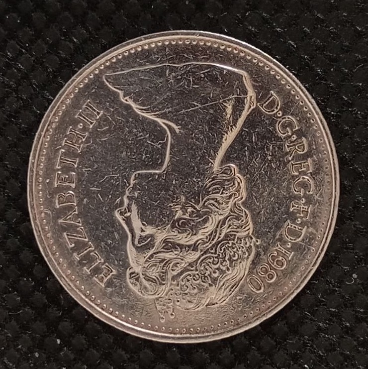 Front side of Great Britain 5 Pence 1980 coin