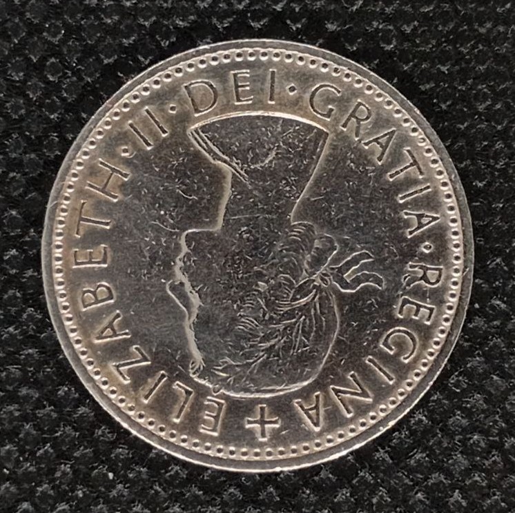 Back side of Great Britain 1 Shilling 1956 coin