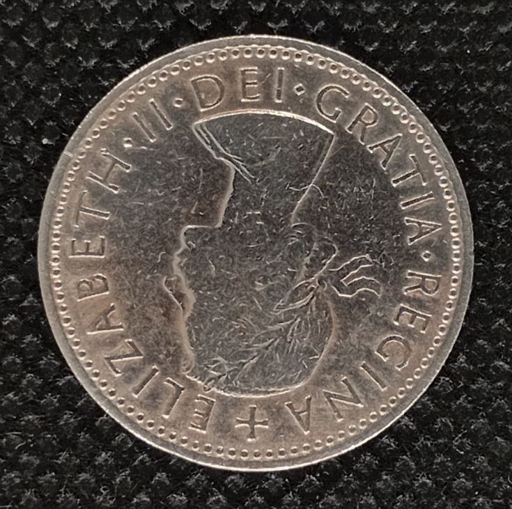 Back side of Great Britain 1 Shilling 1956 coin