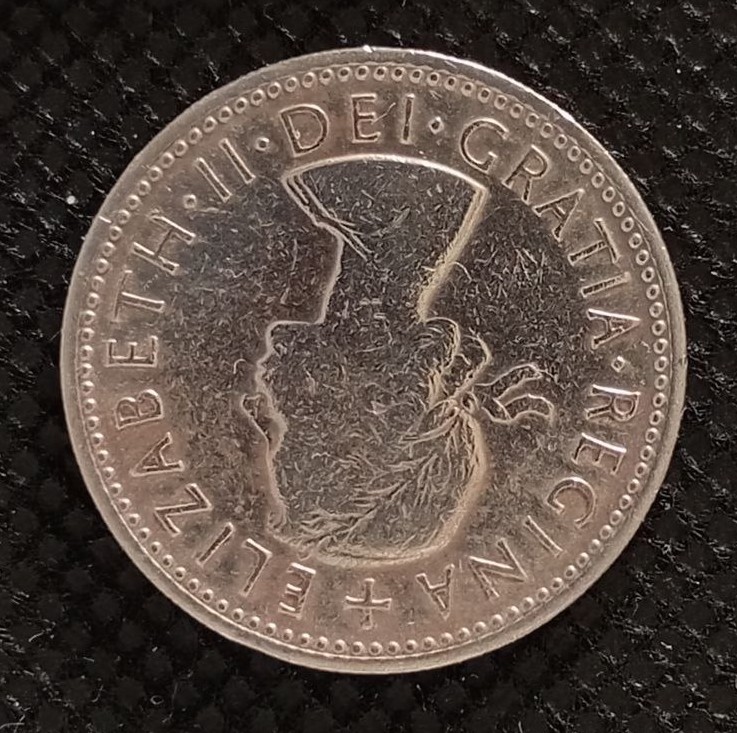 Front side of Great Britain 1 Shilling 1956 coin