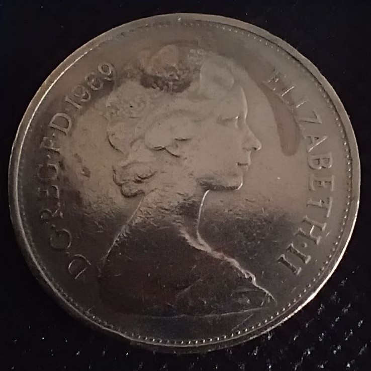 Back side of Great Britain 10 Pence 1969 coin