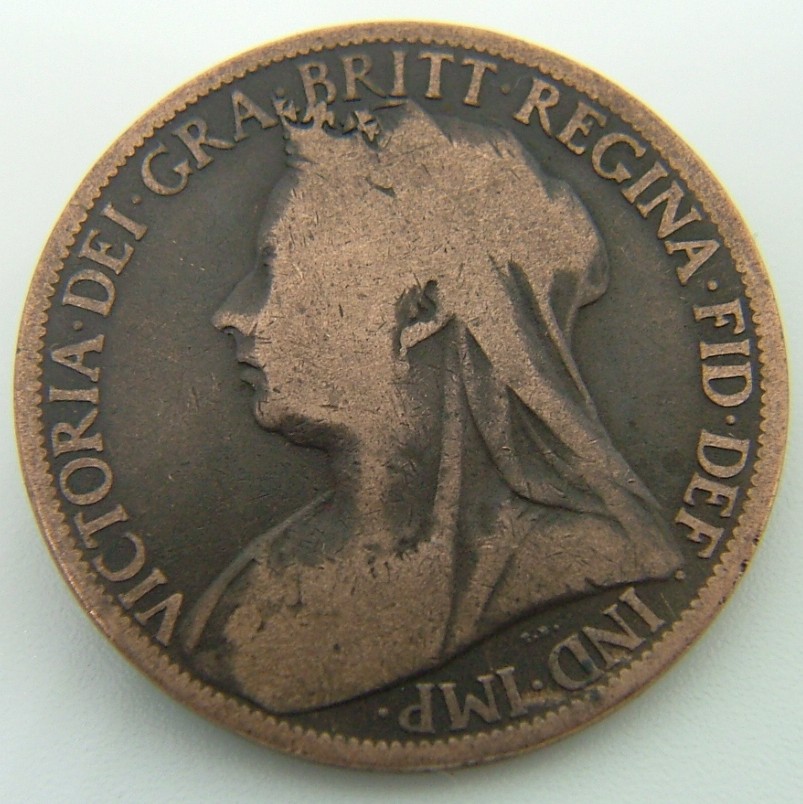 Back side of Great Britain 1 Penny 1897 coin
