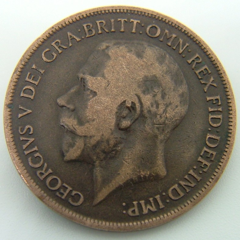 Back side of Great Britain 1 Penny 1917 coin
