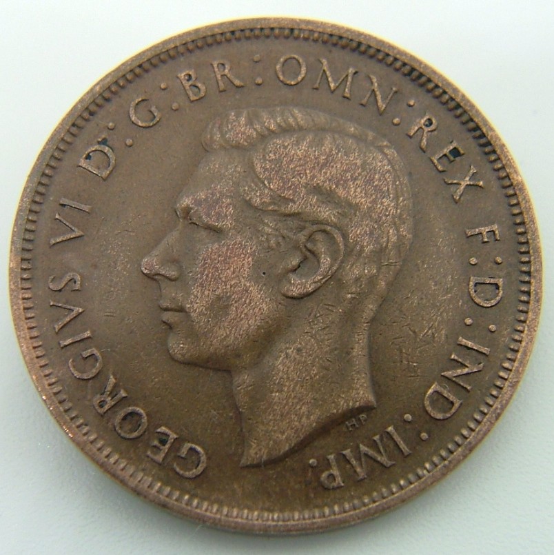 Back side of Great Britain 1 Penny 1937 coin
