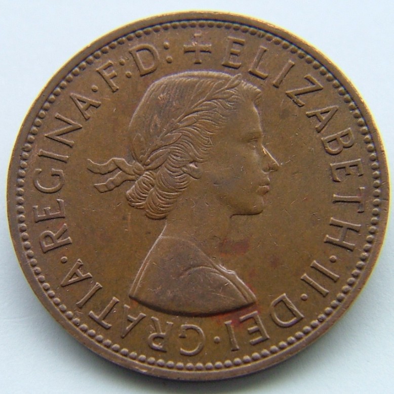 Front side of Great Britain 1 Penny 1962 coin