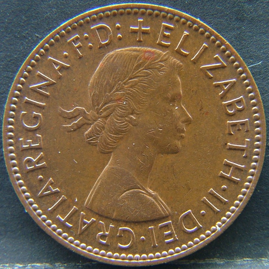 Front side of 🇬🇧 United Kingdom – Monarchs and Milestones Half Penny 1959 coin