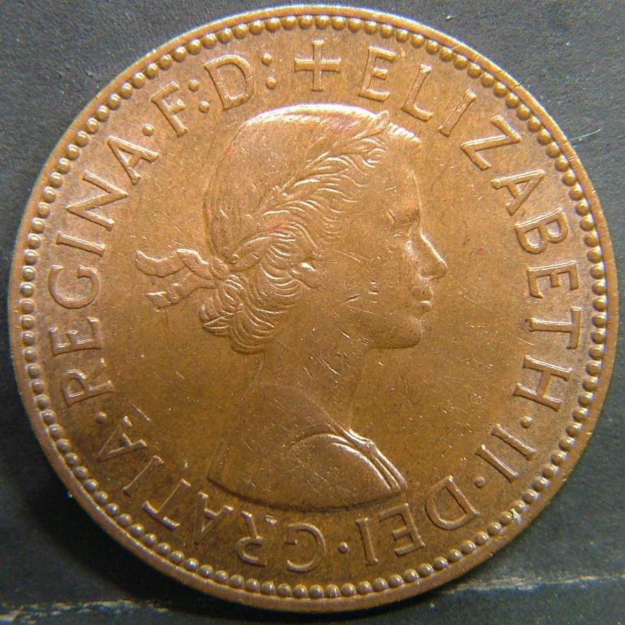 Back side of 🇬🇧 United Kingdom – Monarchs and Milestones Half Penny  1959 object