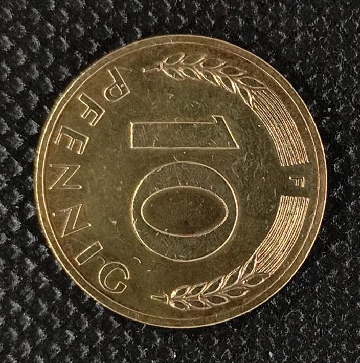 Additional view 2 of Germany, Federal Republic 10 Pfenning "F" 1950 coin