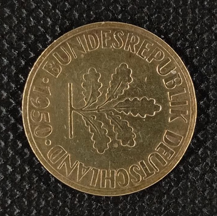 Back side of Germany, Federal Republic 10 Pfenning "G" 1950 coin