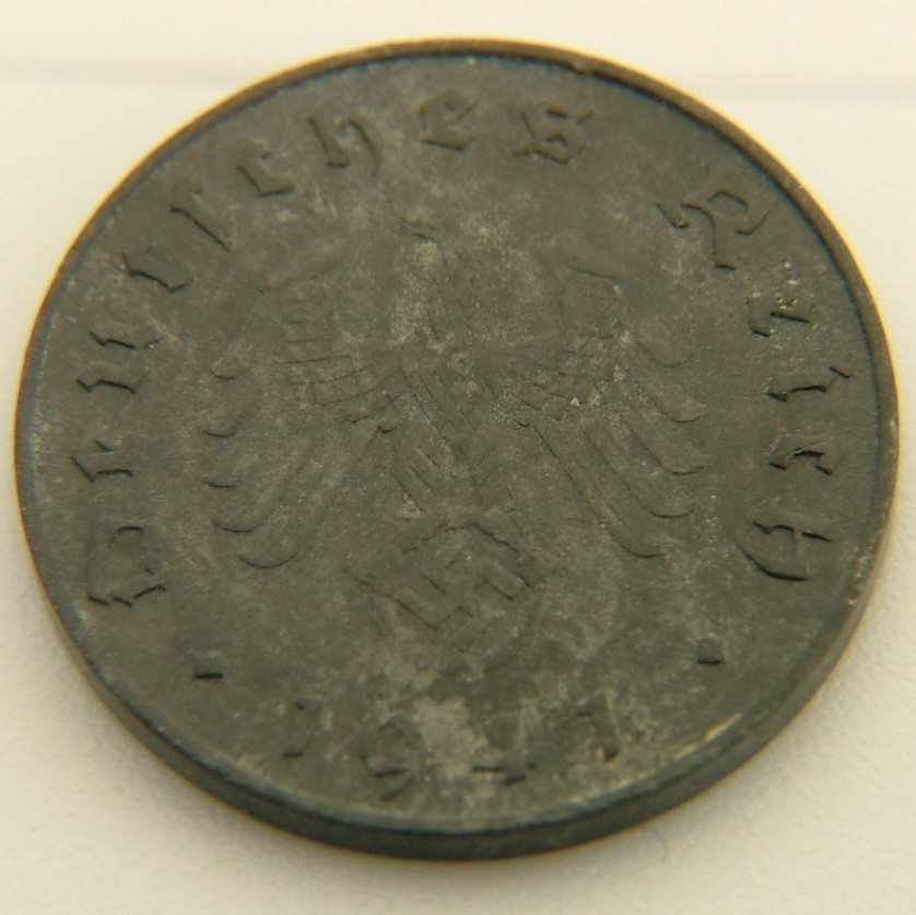 Back side of Germany 10 Reichspfennig "J" 1941 coin