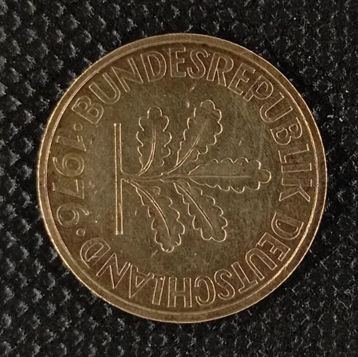 Back side of Germany, Federal Republic 10 Pfenning "J" 1976 coin