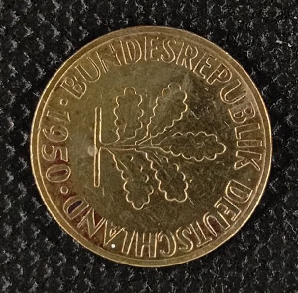 Back side of Germany, Federal Republic 5 Pfenning "G" 1950 coin