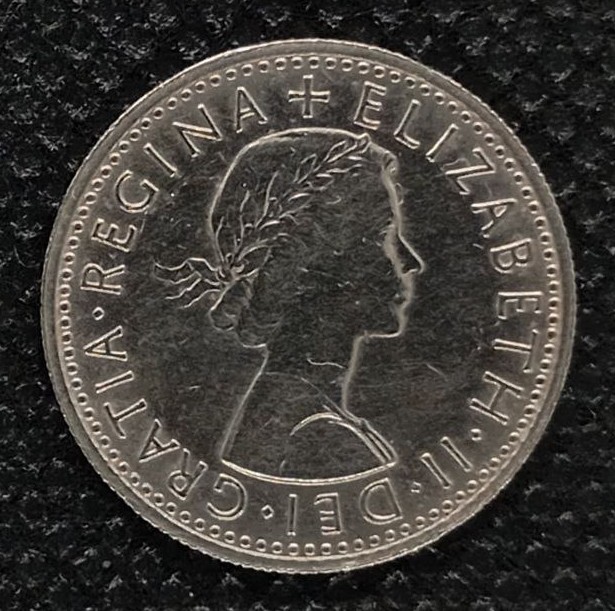 Back side of Great Britain 6 Pence 1965 coin