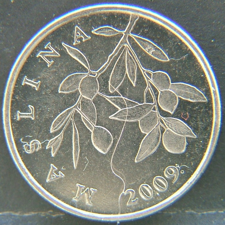 Front side of 🇭🇷 CROATIA – Kuna and National Revival 20 Lipa "Maslina" 2009 coin