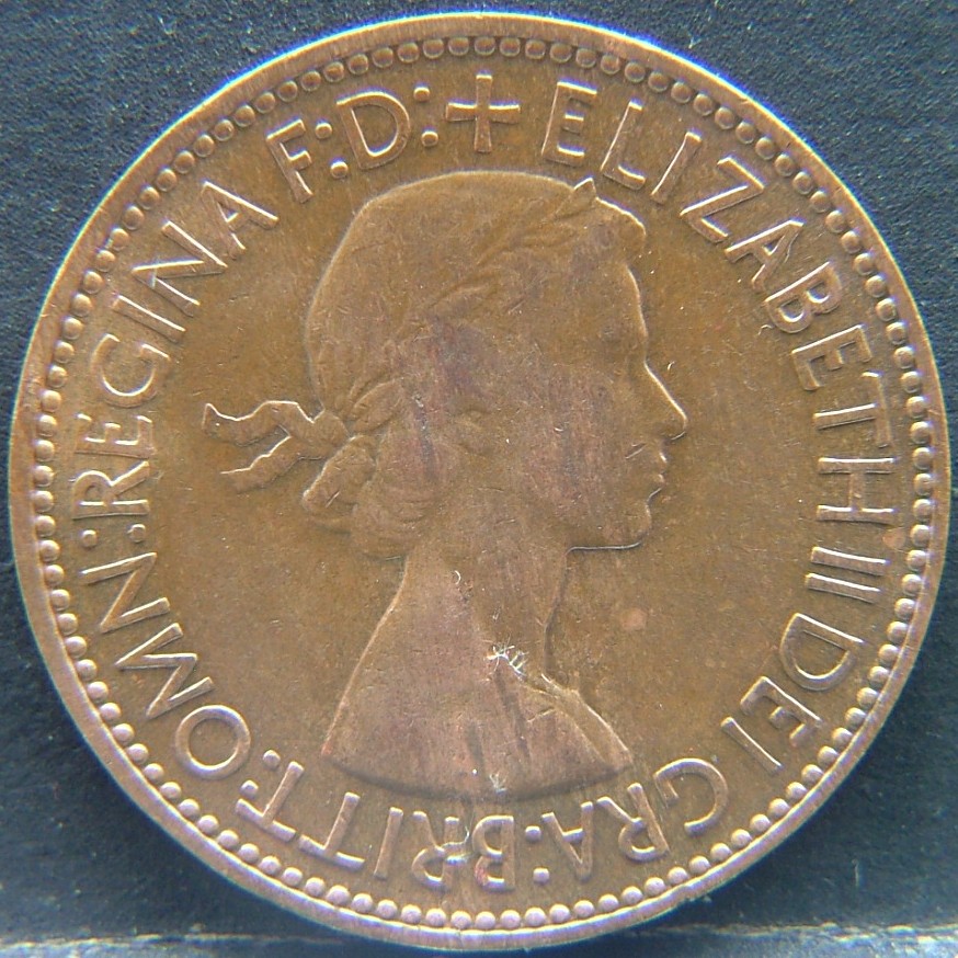 Front side of 🇬🇧 United Kingdom – Monarchs and Milestones Half Penny 1953 coin