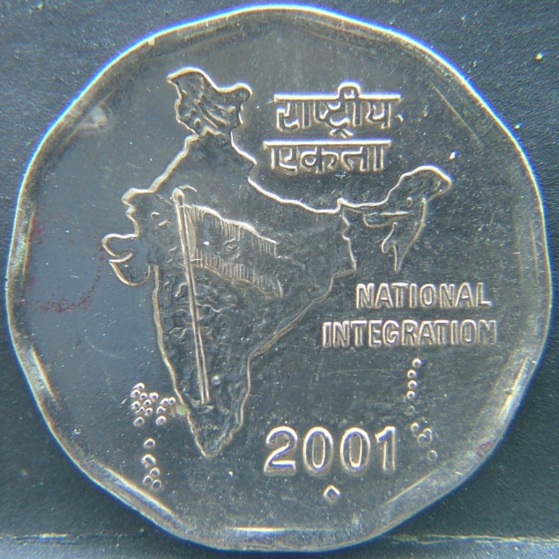 Front side of 🇮🇳 INDIA – Republic Coinage After Independence 2 Rupees 2001 coin